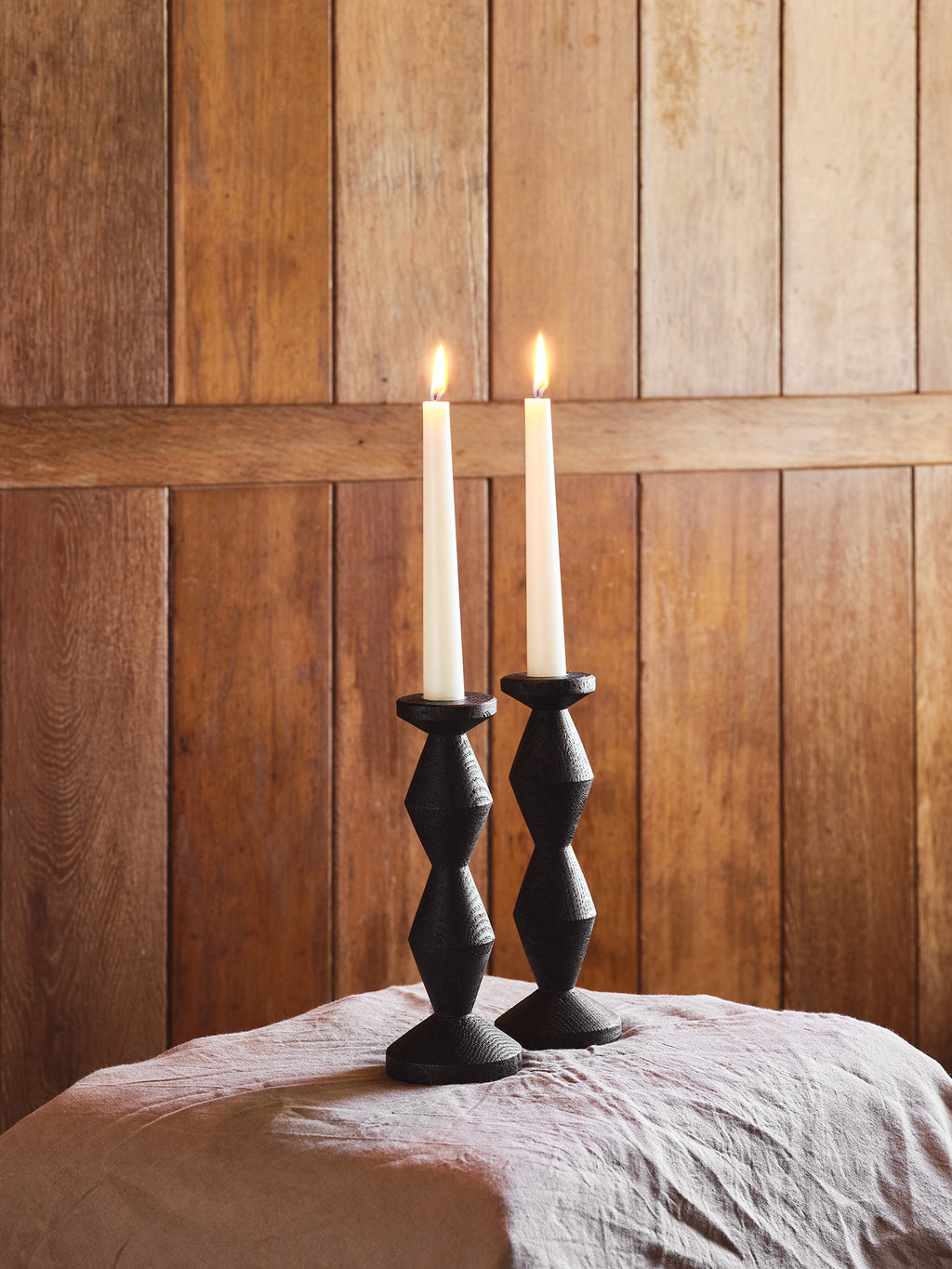 Ebonised Oak Candle Sticks (pair)