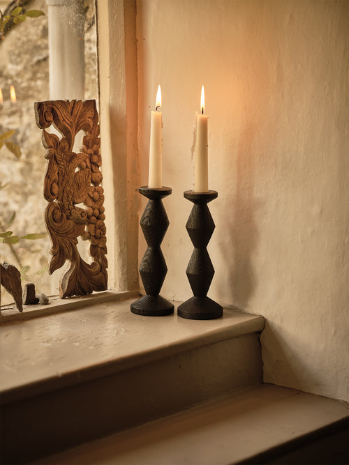Ebonised Oak Candle Sticks (pair)